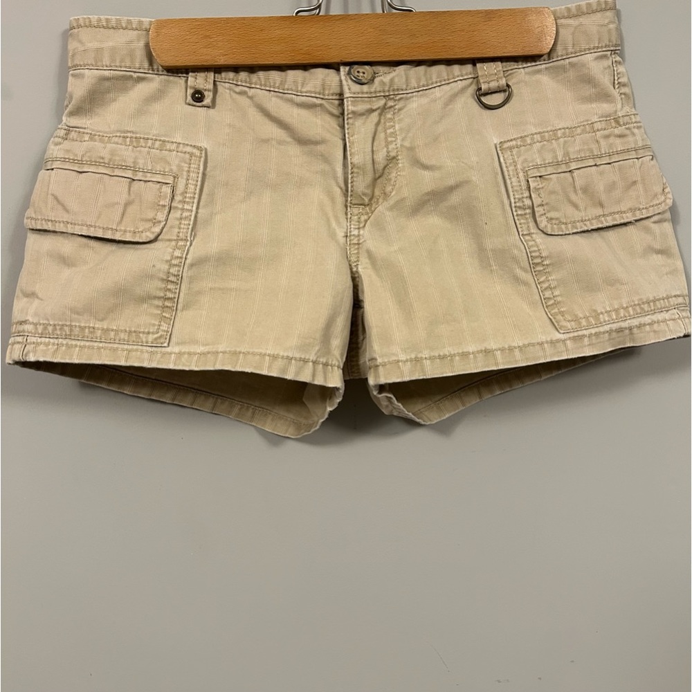 Pinstripe cargo shorts.